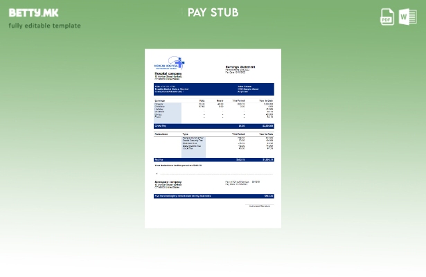 модерен стил Шаблон за изјава за заработка на болничка компанија